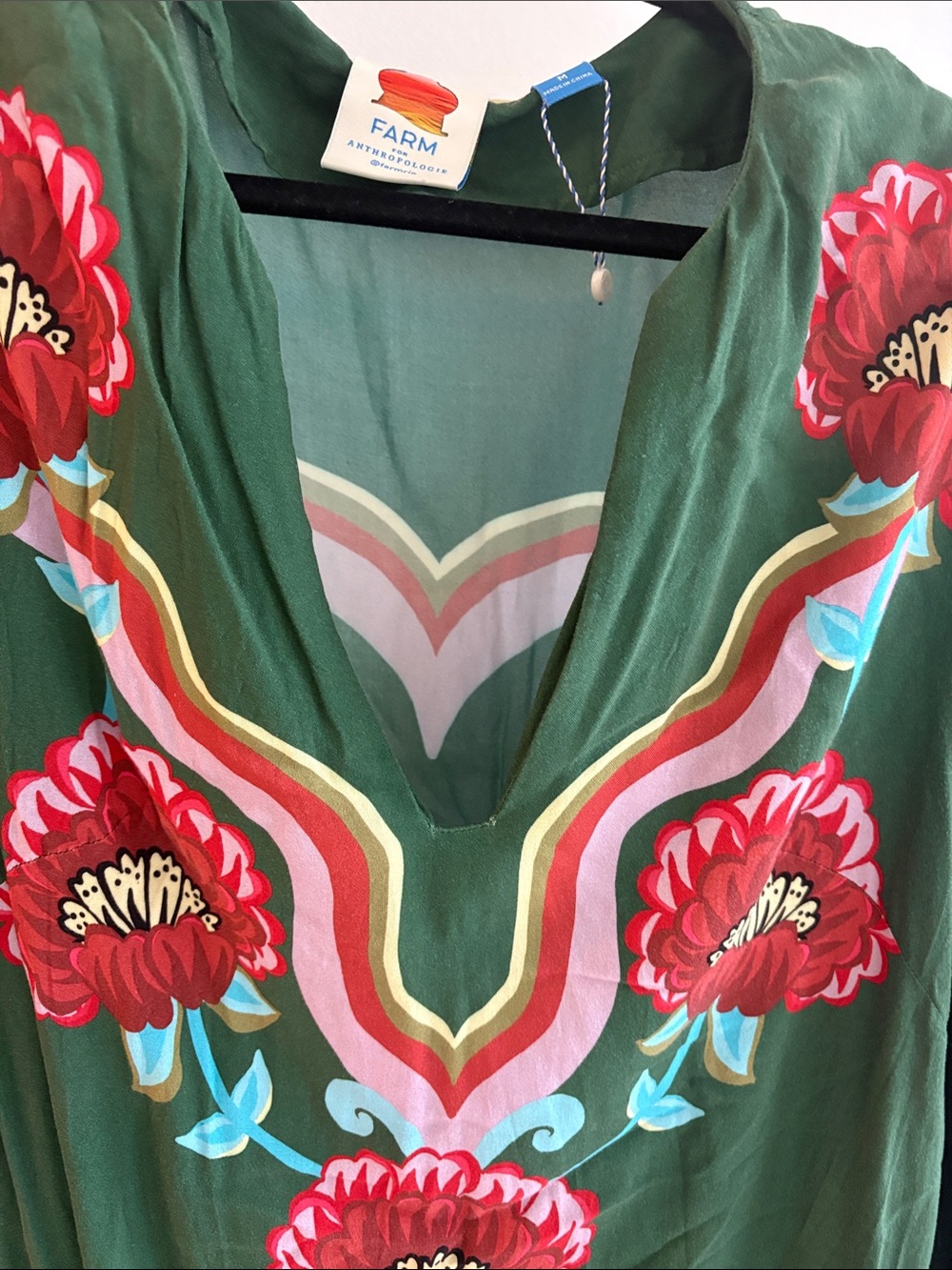 FARM Rio Green Maxi Dress with Red Floral & Blue Accents - Picture 3 of 6